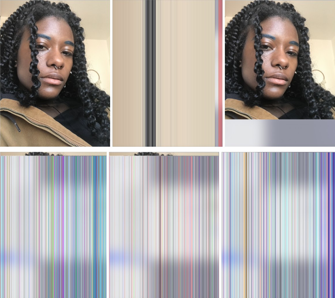 glitched selfies of me